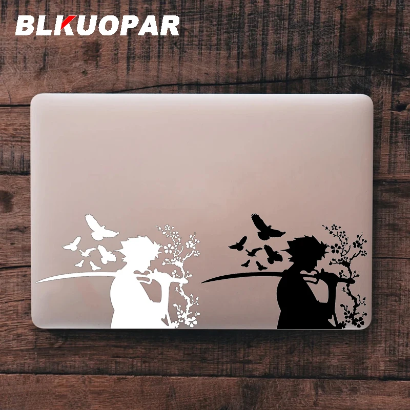 BLKUOPAR Japanese Samurai Swordsman Tree Raven Bird Scratch-Proof Graphics Decal Personality Car Stickers Trunk Helmet Styling