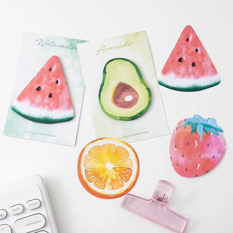 30 Sheets/Pad Korean Stationery Cute Fruit Basket Sticker Bookmark Notepad Sticky Note Bookmark School Office Supplies Kawai