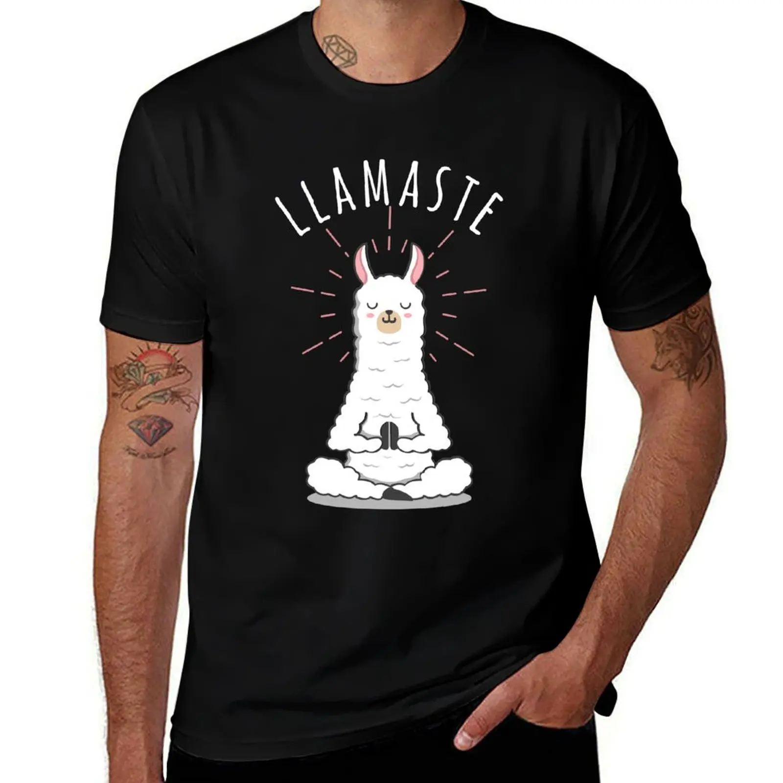 Llamaste Funny Llama Yoga T-Shirt Graphic Print Short Sleeve T-Shirt