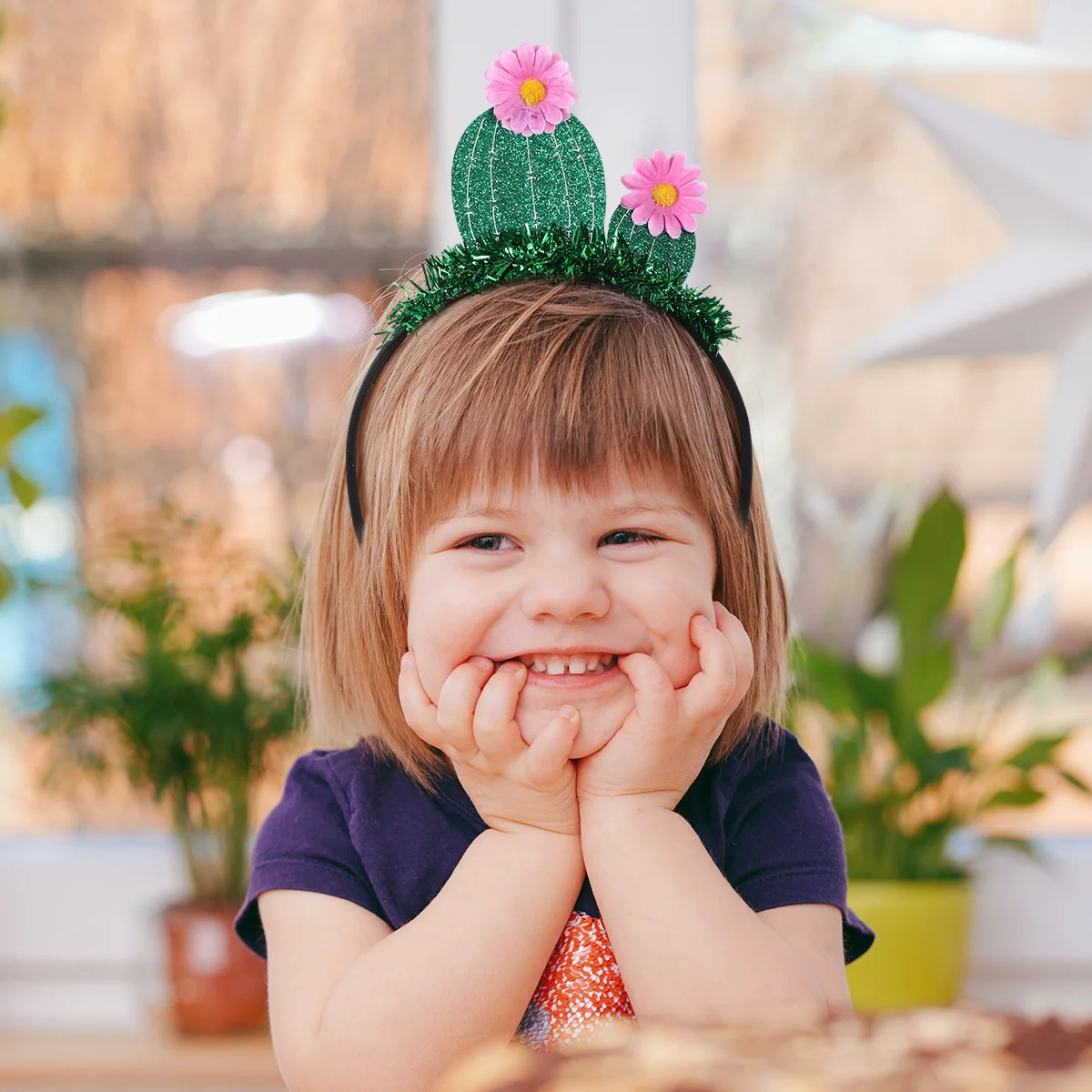 

2pcs Cactus Hair Hoop Green Tassel Hairband Party Headwear Festival Accessories Women Hair Accessory Party Supply