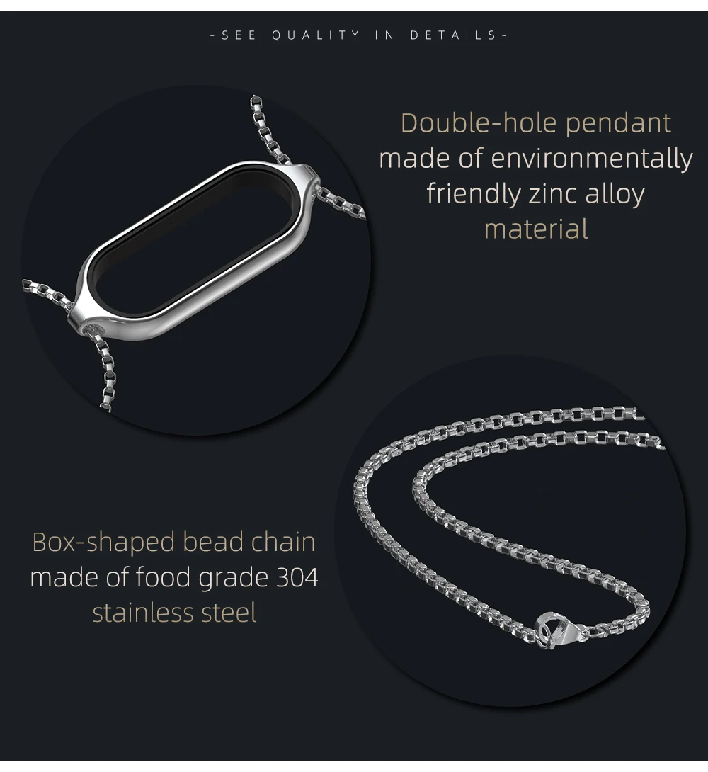 Necklace for Mi Band 10 9 8 7 6 5 Smart Bracelet Strap for Mi Band 9 Metal Wristband for Mi Band 7 6 Hanging Neck Decoration