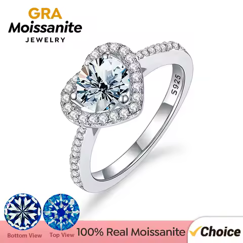 GRA Brillant Cut Moissanite Heart Ring for Women Luxury Diamond Rings 925 Sterling Silver Engagement Anniversary Fine Jewelry