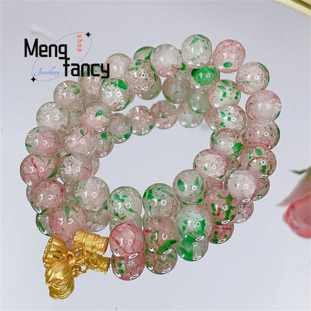 

New Double Ring Jade Broken Bracelet Female Lily Of The Two Happy Pendant Exquisite Popular Luxury Fashion Jewelry Holiday Gifts