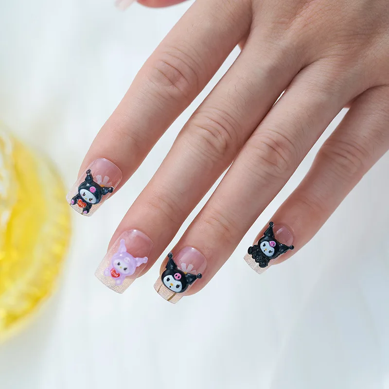 100 sztuk/paczka Ozdoby do paznokci Kuromi - Śliczne trójwymiarowe kreskówkowe dekoracje do paznokci, DIY Kawaii akcesoria do paznokci do kreatywnych manicure