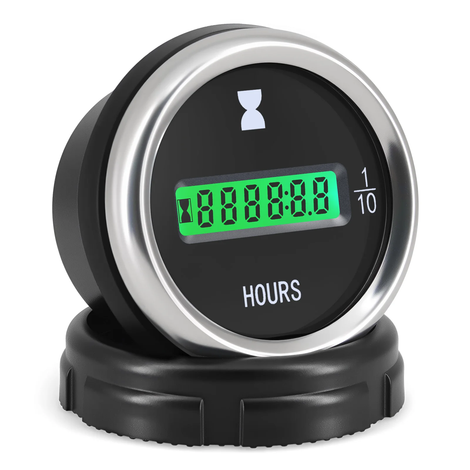 0-99999.9Hours 52MM Hourmeters Digital Clock Meter Gauge Green LED Light Car Timer 12V/24V for Car Truck Marine Boat Hour Meter
