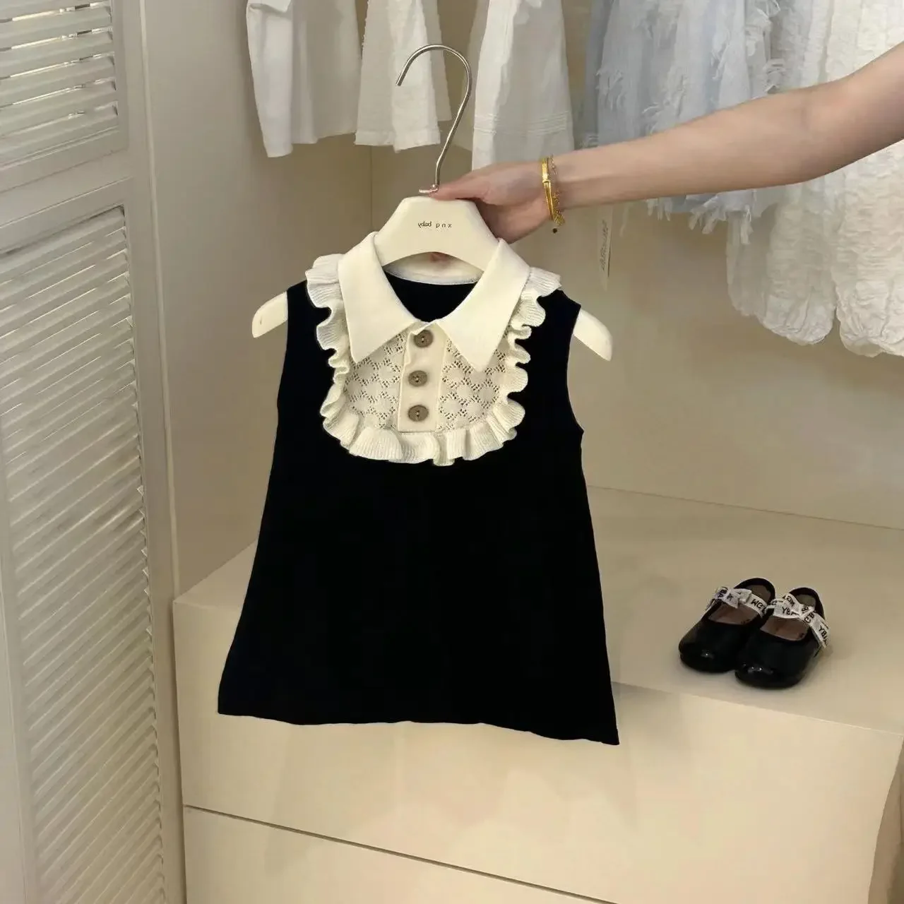 

New Girl's Fashionable Princess Dress Children's French Fragrant Knitted Baby Girl Dress Kids Clothing Girl's Summer Dress 2025