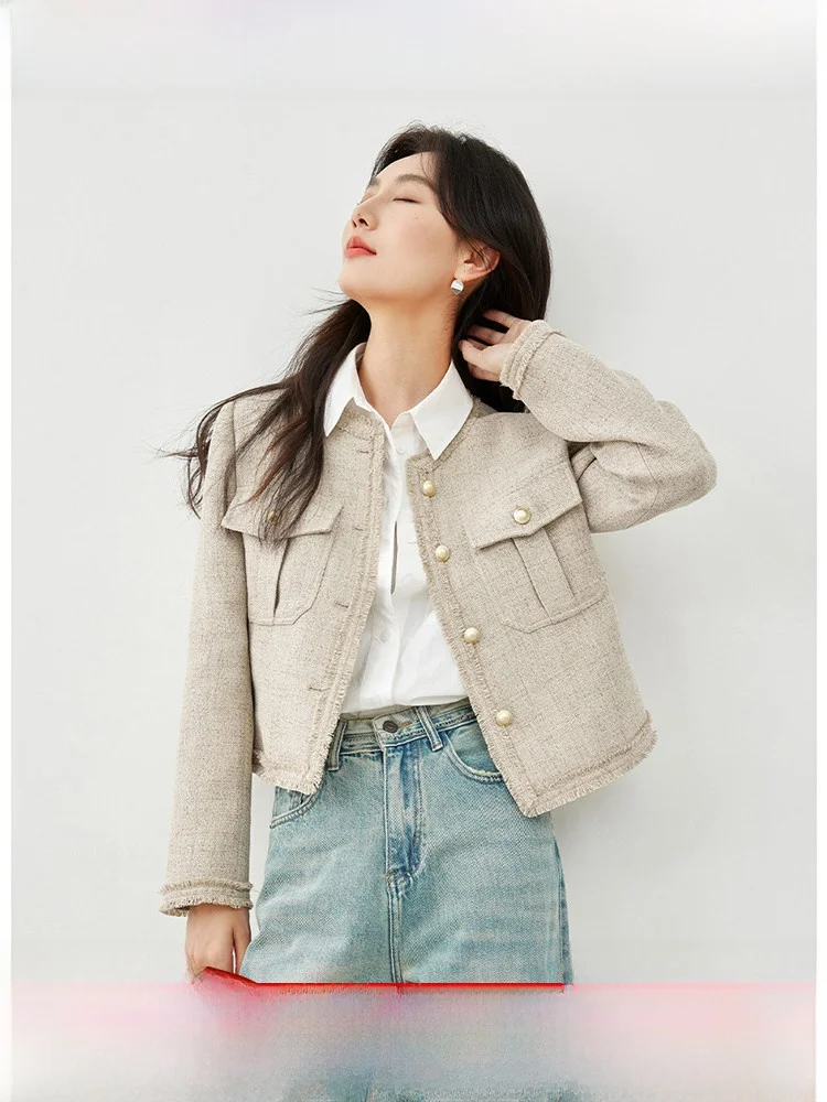 

Vimly ort Quilted Jaet Women's Faion Slimming Busin Sle round Ne Long Sve Polyester Fiber Spring Autumn New A...