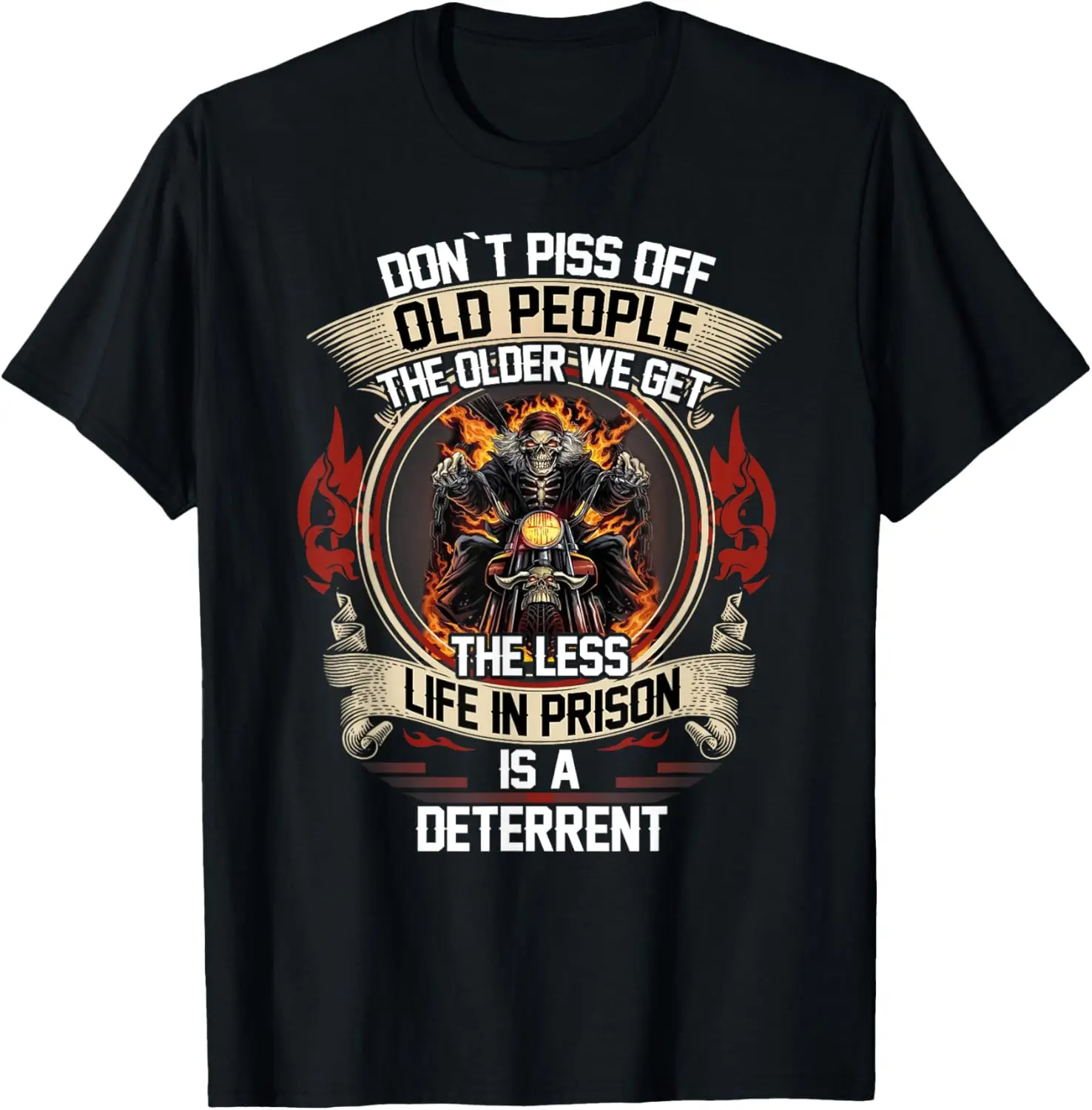 Non piscio di anziani T-shirt con citazione divertente per motociclisti
