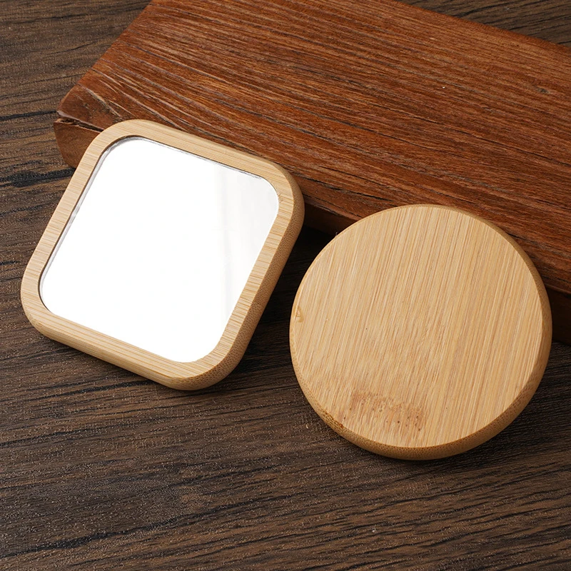 

Elegant Wooden Mini Mirror Make-up MirrorPortable Mirror for Women Men High-quality Pocket Glass Small Mirror