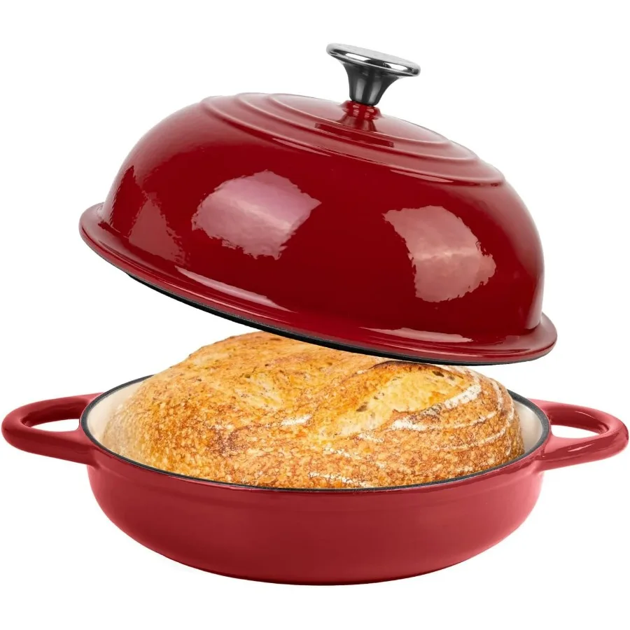 

5.4 Quart Enameled Cast Iron Dutch Oven for Bread Baking and Sourdough Preparation Oven Safe up to 500F Ideal for Home Bakers S