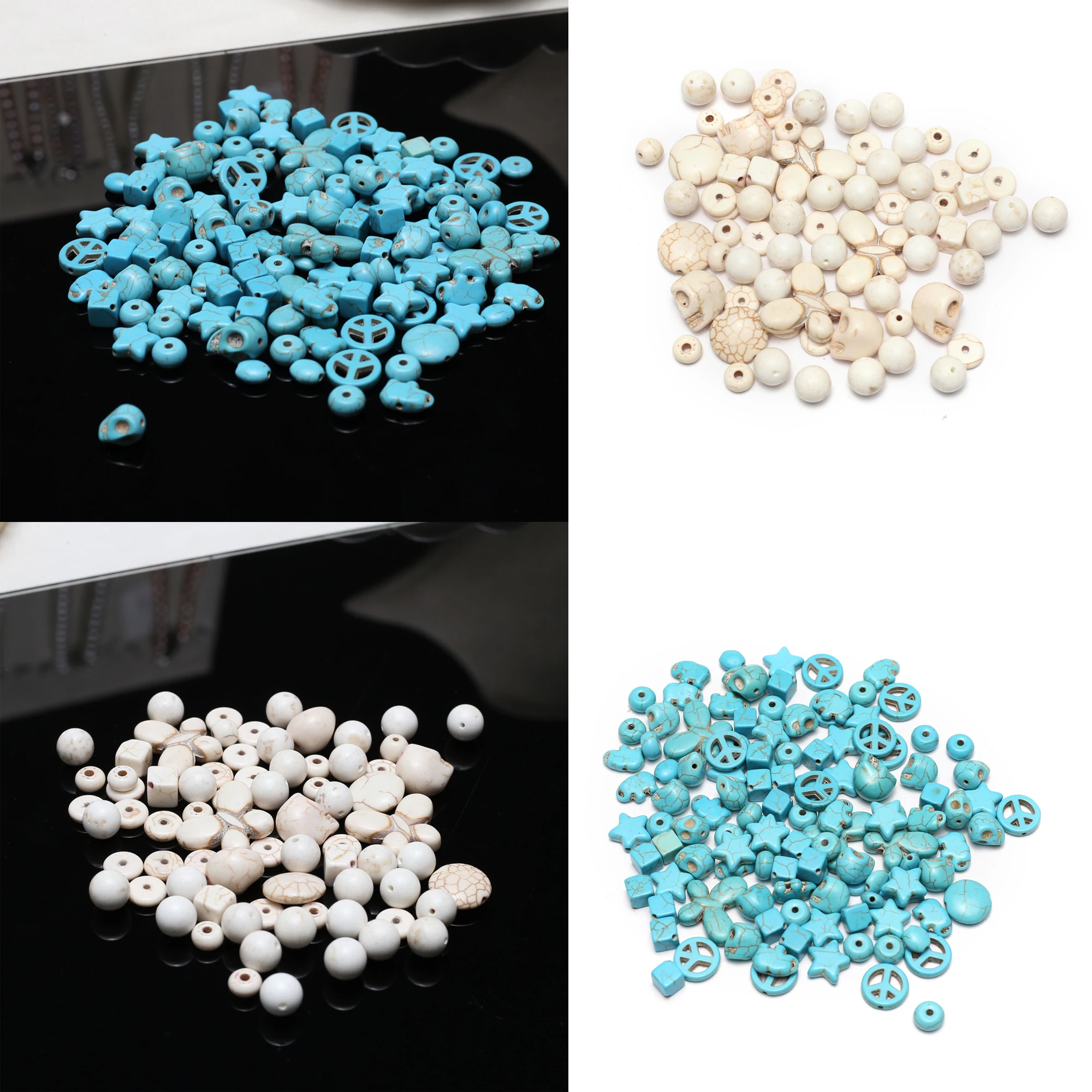 100PCS/Pack Synthetic White Blue Turquoise Loose Interval Through Hole Bead Jewelry Making DIY Necklace Bracelet Earring Gift