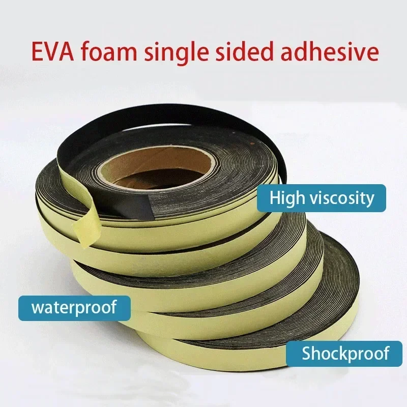 Strong Adhesion Black EVA Foam Sponge Rubber Strip Tape Waterproof Single Sided Adhesive Anti-collision Windows Doors Seal tapes