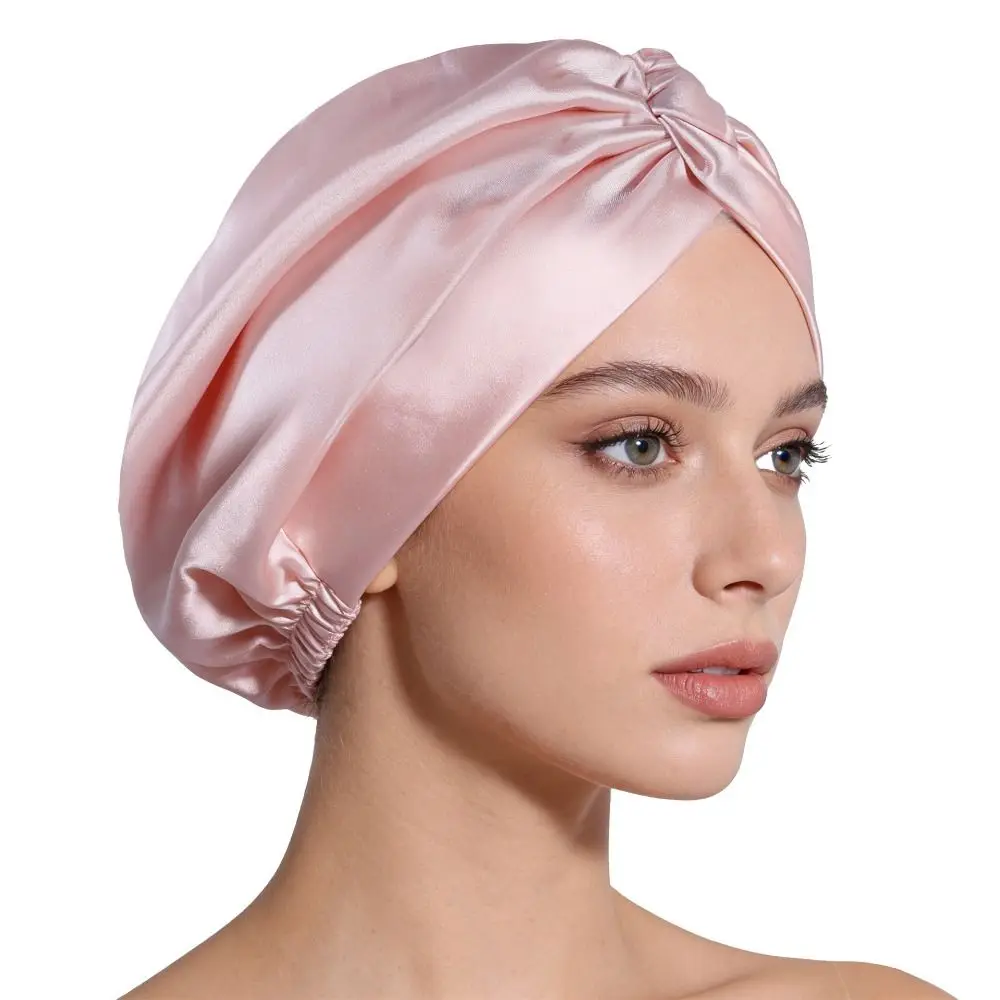 Premium Adjustable Silk Satin Hair Bonnet Satin Fabric Smooth Pure Silk Turban Luxury Breathable Silk Wrap Travel