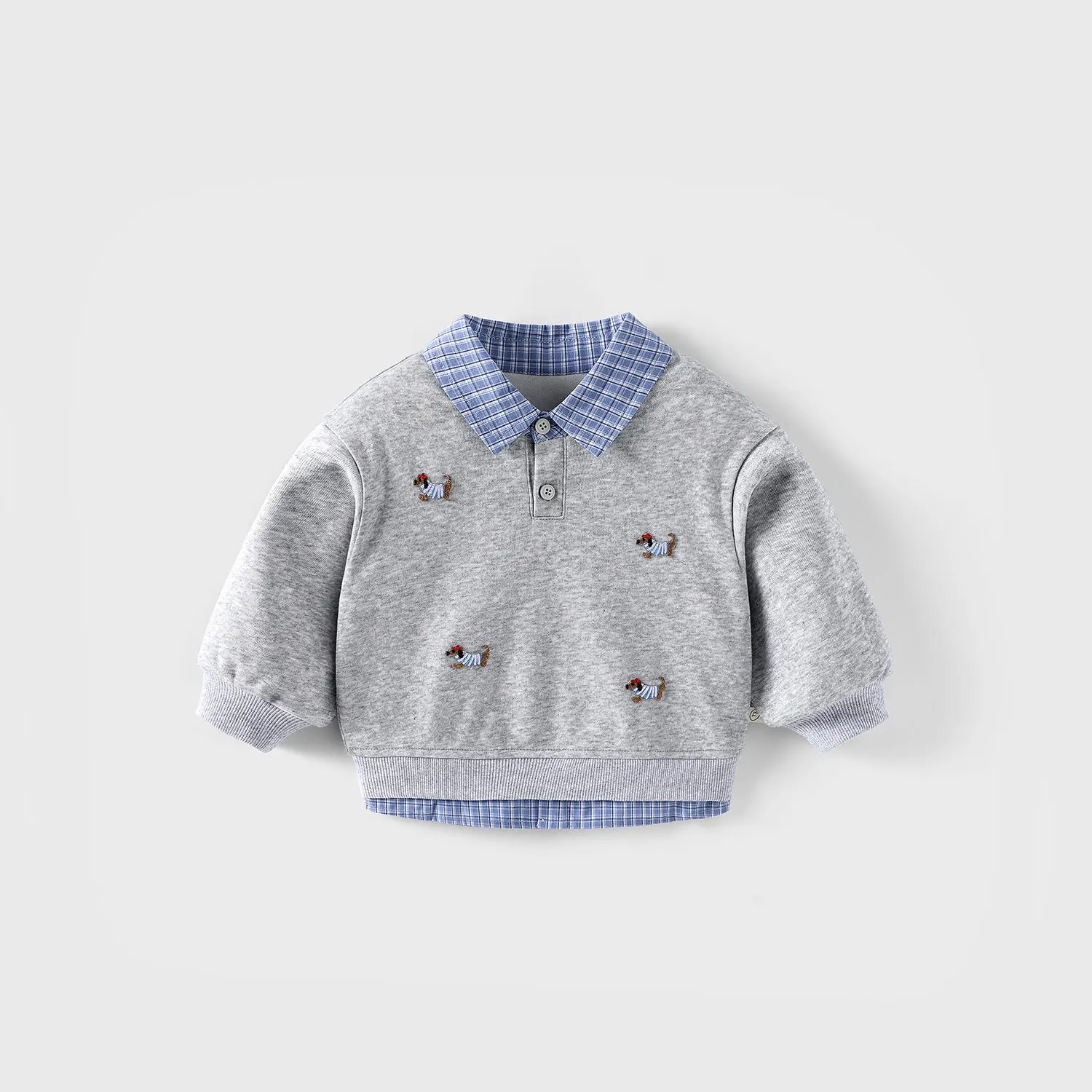 Autumn Children's Sweatshirts Toddler Boys Labelled Sweater Korea-style Cartoon Baby Fake Two-piece Pullover Tops Kids Clothes