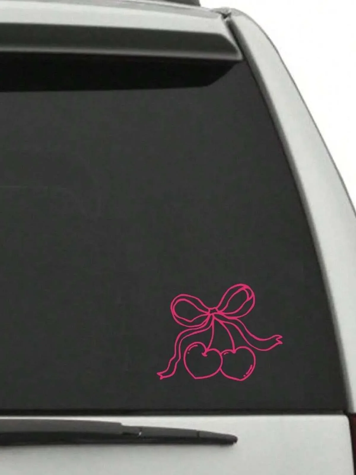 One pack of cherry bow car stickers, Cute Personality Vinyl Decals For Fuel Tank Cap, Bumper And Automobile Exterior Car Accesso