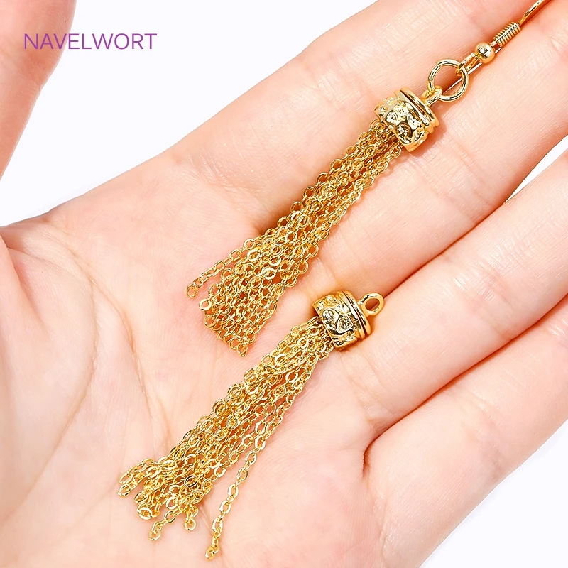 Trendy 18K Gold Plated Brass Tassel Charms For Earrings Jewelry Making DIY Tassel Pendant Jewelry Accessories Wholesale