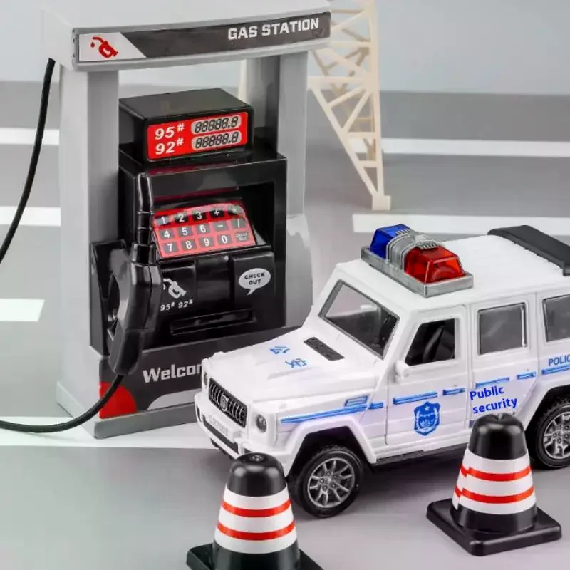 Giocattoli della stazione di servizio di simulazione fai-da-te 1 set di set da gioco modello in miniatura realistico con blocchi stradali giocattolo educativo interattivo