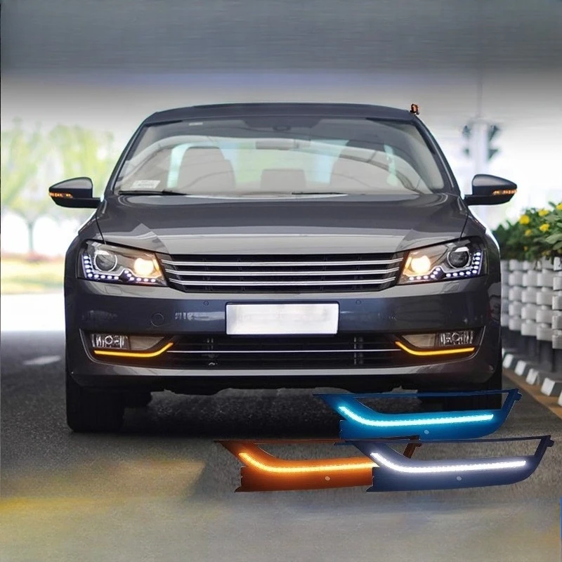 For Volkswagen Passat B7 2011 2012 2013 2014 2015 Led Daytime Running Light Front Fog Lamp Dymanic Turn Signal Light Accessories