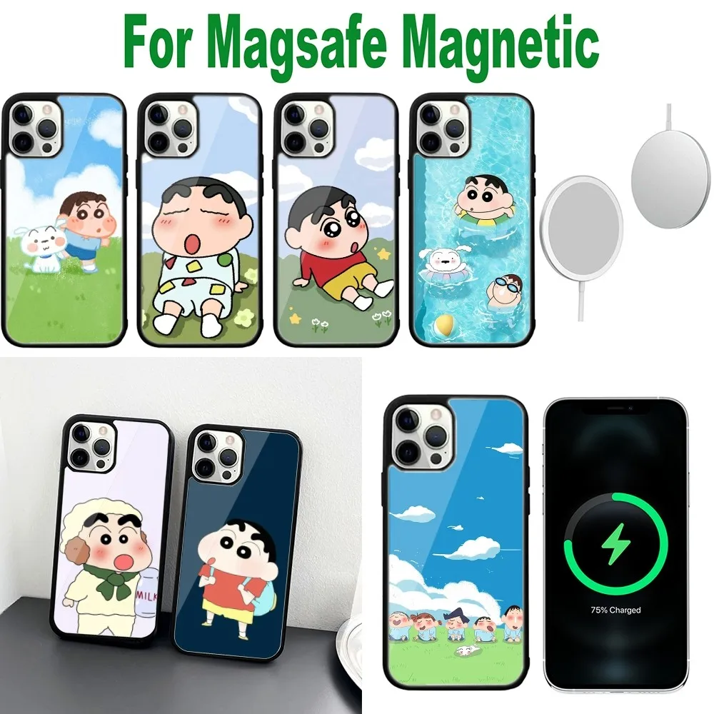 Phone Case For iPhone 16,15,14,13,12,11,Plus,Pro,Max,Mini C-Crayon S-Shin-chan Magsafe Magnetic Wireless Charging