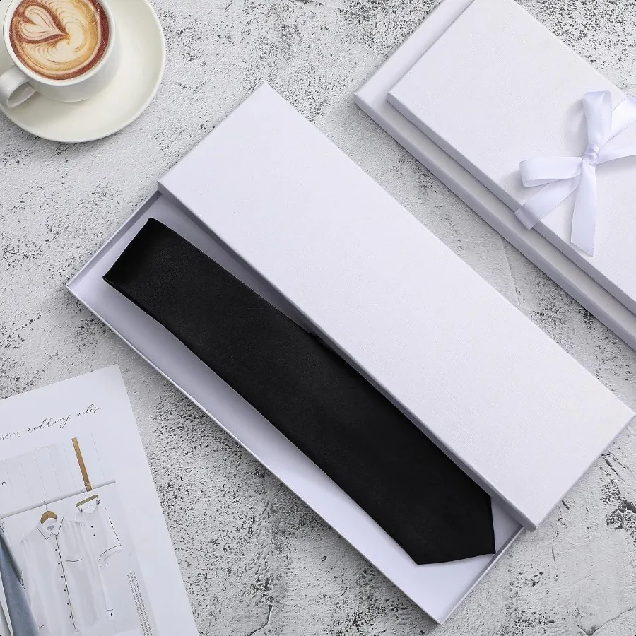 24 cajas para corbatas de regalo, 14 x 4,3 x 0,75 pulgadas, papel de cartón blanco