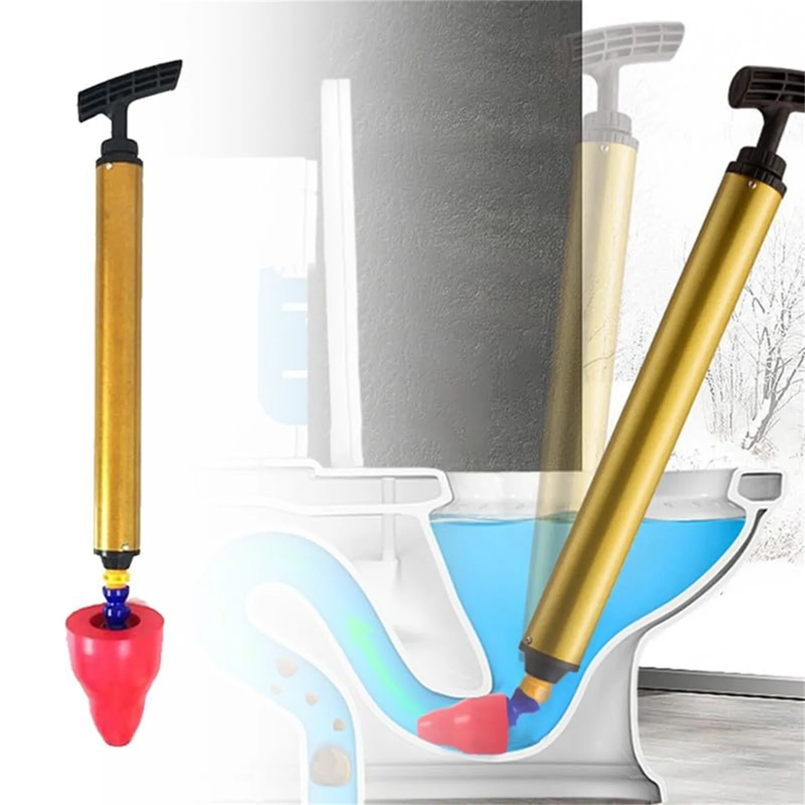 High Pressure Toilet Unblock Pipe Plunger  Upgraded Toilet Plunger Kit High Pressure Clog Remover Plumbing Tools For Bathroom