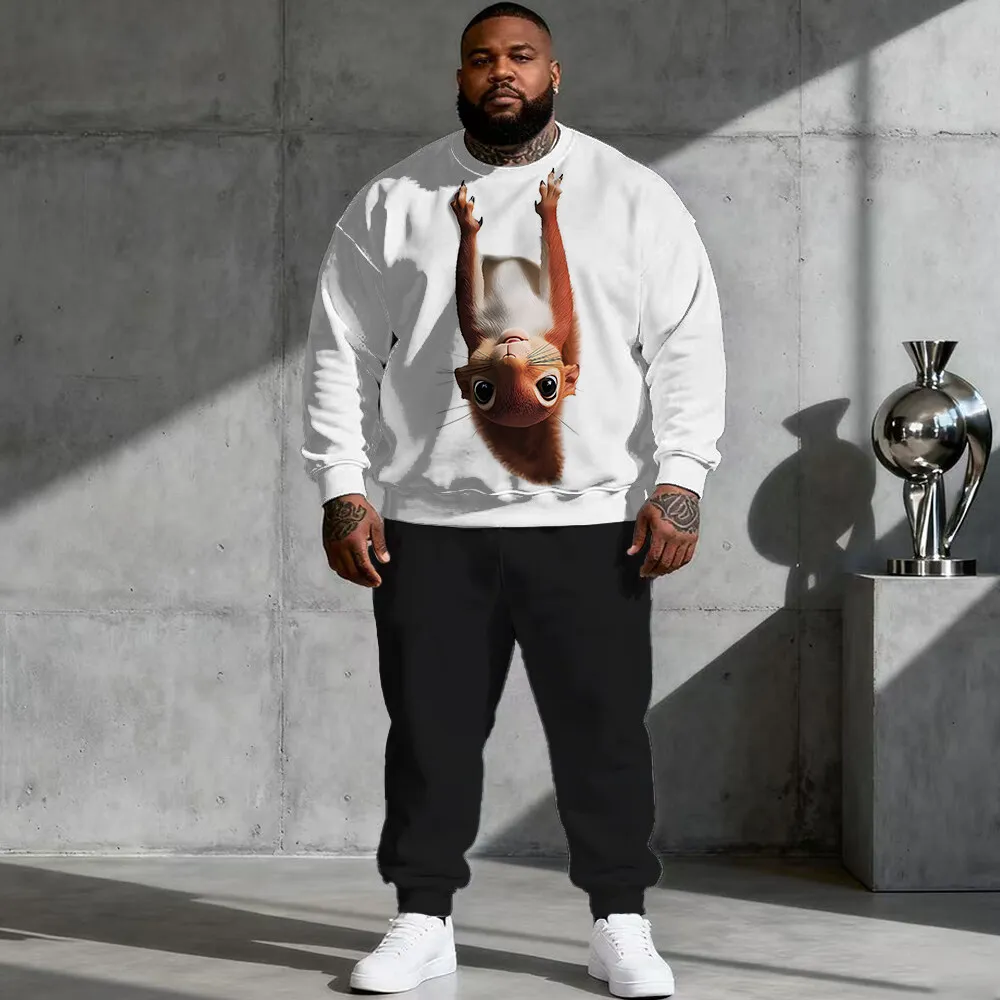 

Мужская толстовка больших размеров S-9xl: забавные животные Vibes — 2 предмета, игривая модная, мягкая теплая ткань, химерные принты Critter