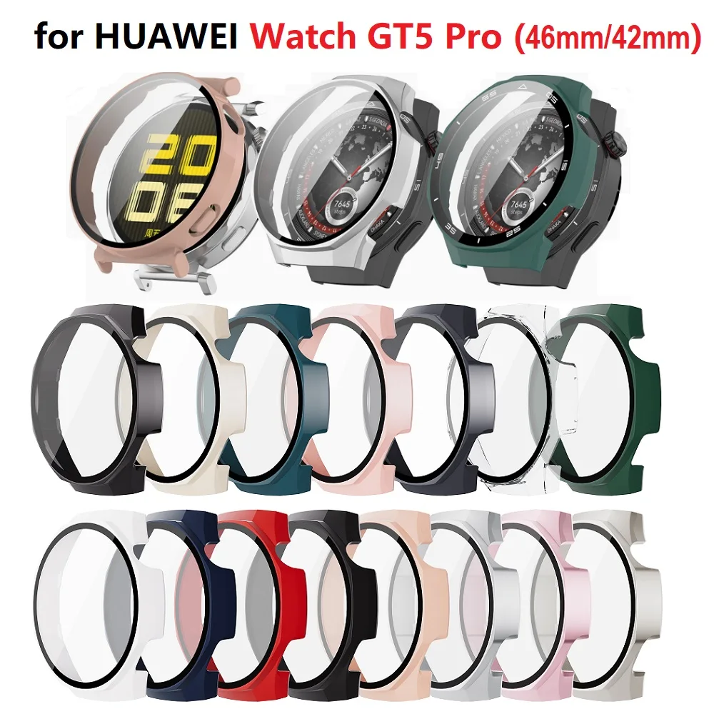 30PCS PC Protective Case for HUAWEI Watch GT5 Pro 46mm /GT5 Pro 42mm Smartwatch Full Cover Tempered Glass Screen Protector Cover