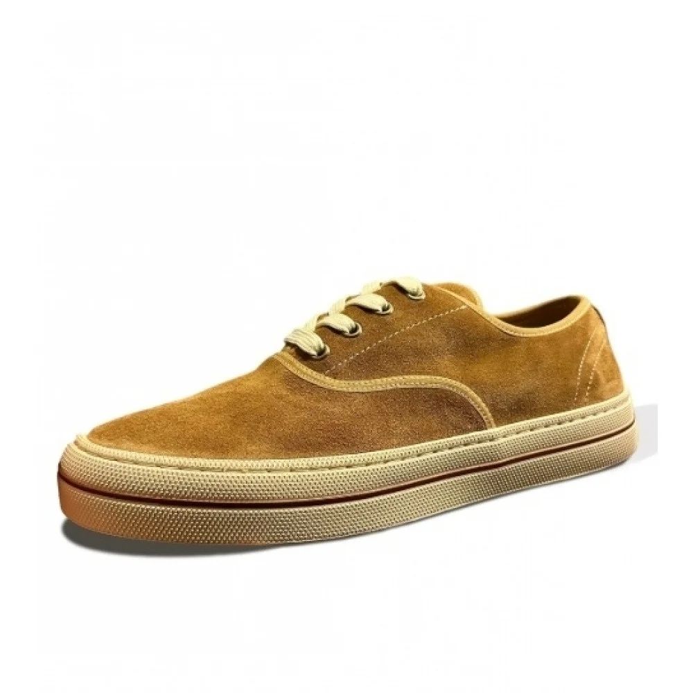 

Men’s Tan Suede Canvas-Style Sneakers, Breathable Anti-Slip Casual Shoes for All Occasions