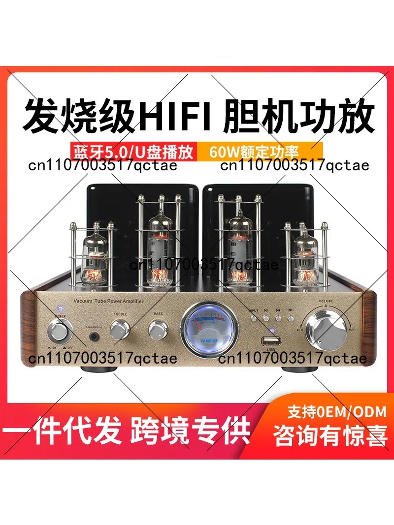 Hi-Fi Stereo Tube Amplifier Bluetooth 5.0 Receiver 80Wx2 Power Amp Home Audio
