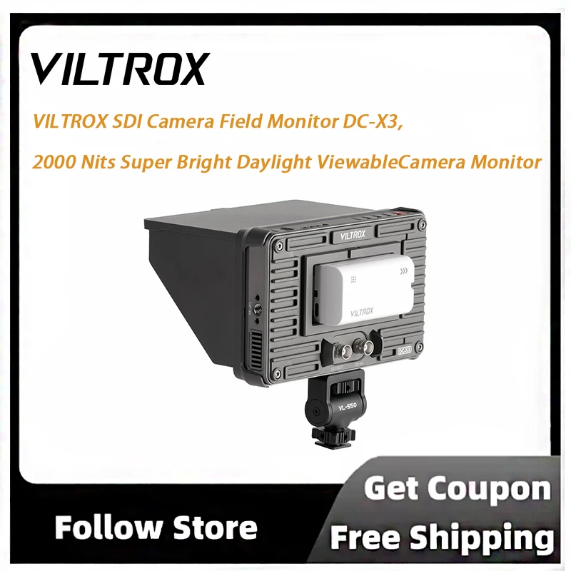 6 Inch 2000 Nits Touchscreen Field Monitor VILTROX DC-X3, SDI & HDMI 4K Input Output, Daylight Visible On-Camera Video Monitor