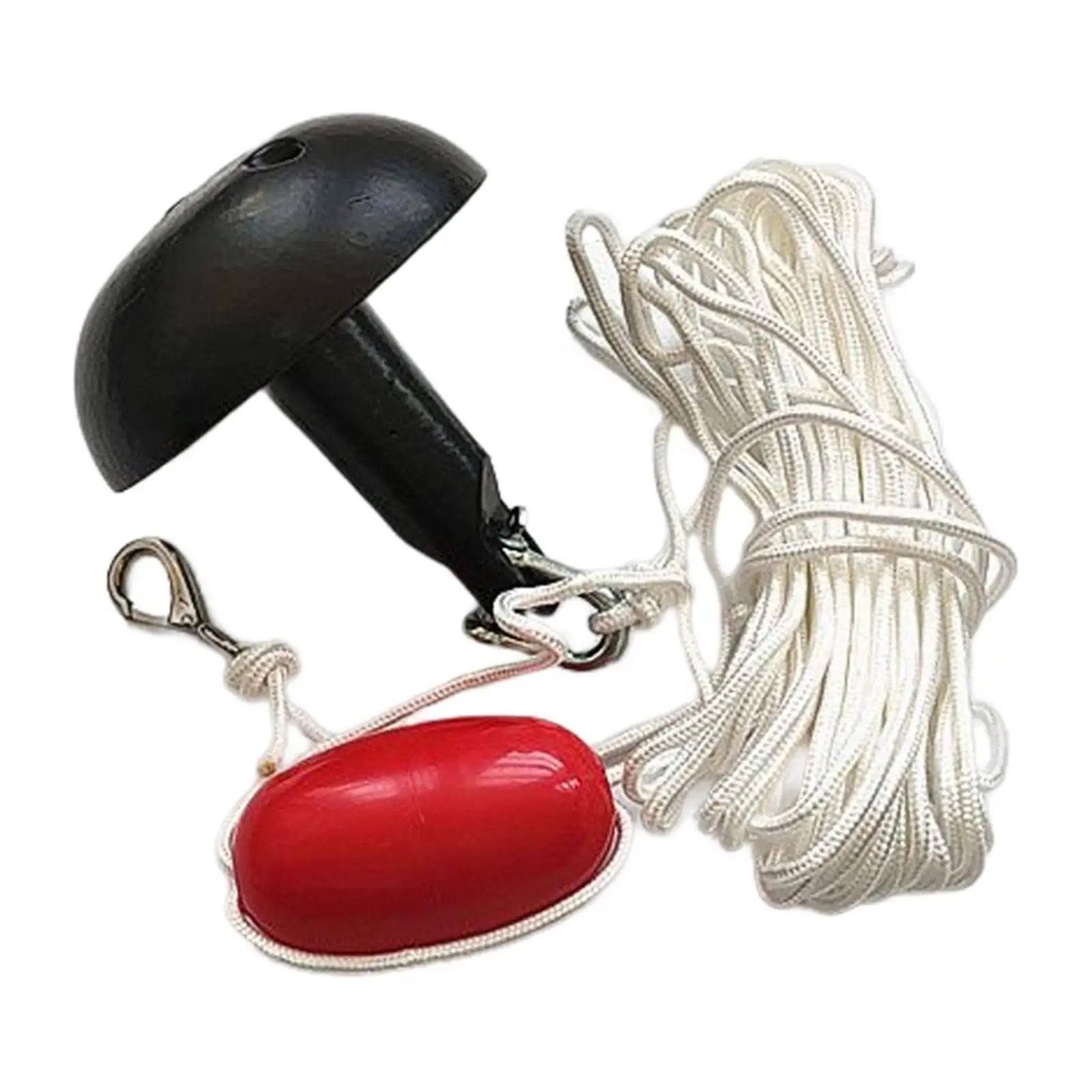 Mushroom Anchor Kit, Black Hardware PE Coated Finish with Marker Buoy for Raft Paddle Board.