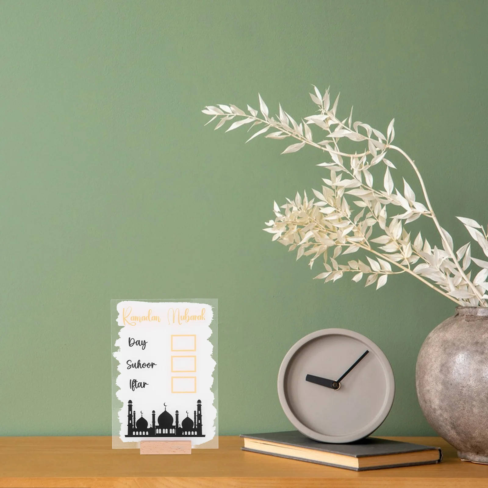 Handwritten Countdown Sign Acrylic Perpetual Desktop Decor Eid Mubarak Decoration Month Date Display 1Set Eid Mubarak Decoration