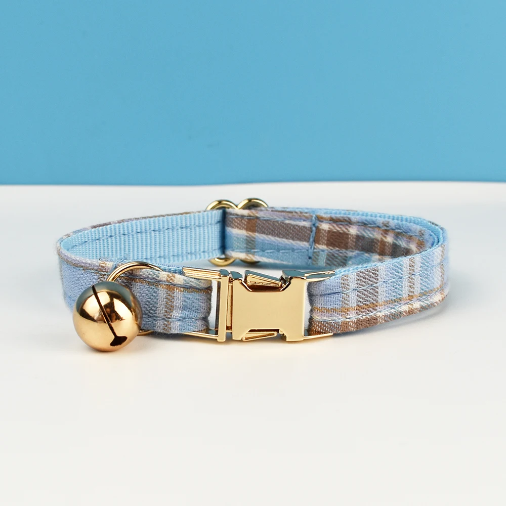 Karomuster Katzenhalsband mit Schleife Verstellbares Sicherheits-Personalisiertes Haustierhalsband mit Anpassbarem Namen Weiches Halsband – Detail 7