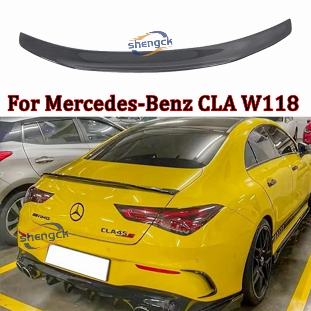 

For Mercedes-Benz CLA W118 C118 PSM Style Dry Carbon Fiber Rear Spoiler Trunk Wing 2019-2023 Forged carbon