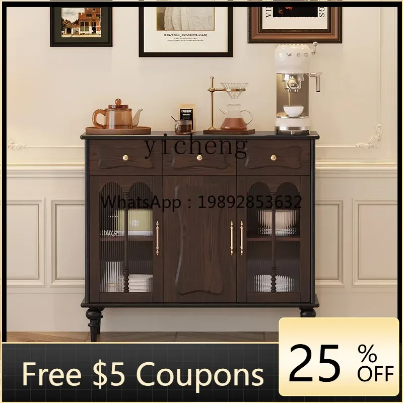 

TT solid wood retro style dining side cabinet multi-functional storage cabinet integrated with wall combination cabinet