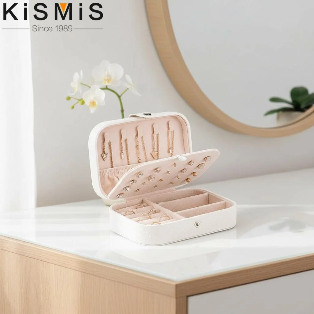 

Шкатулка-органайзер из искусственной кожи для украшений: серег, колец, ожерелий. Идеально подходит для путешествий, хранения и демонстрации дома. Отличный подарок.