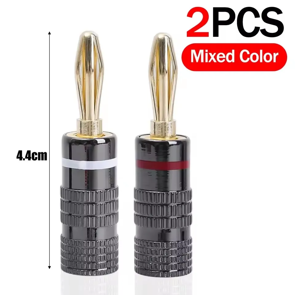 Universelle vergoldete Metall-Bananenstecker, lötfrei, 4-mm-Bananenstecker mit Schraubverschluss für Audio-Buchsen, Lautsprecher- und Verstärkerstecker