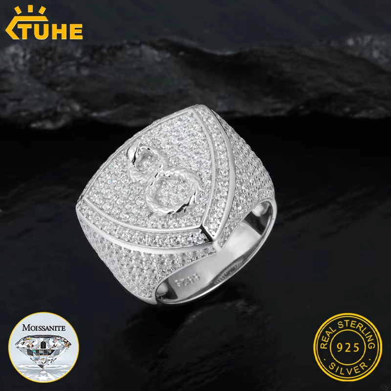 

TUHE Unisex Snake Men Iced Out Moissanite Snake Rings Silver 925 Moissanite Rings For Men Hip Hop Jewelry Gifts