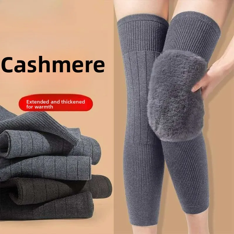 Draagbare warme kasjmier kniebeschermers om oude koude benen warm te houden voor gewrichten voor dames en heren, lange mouwen voor ouderen