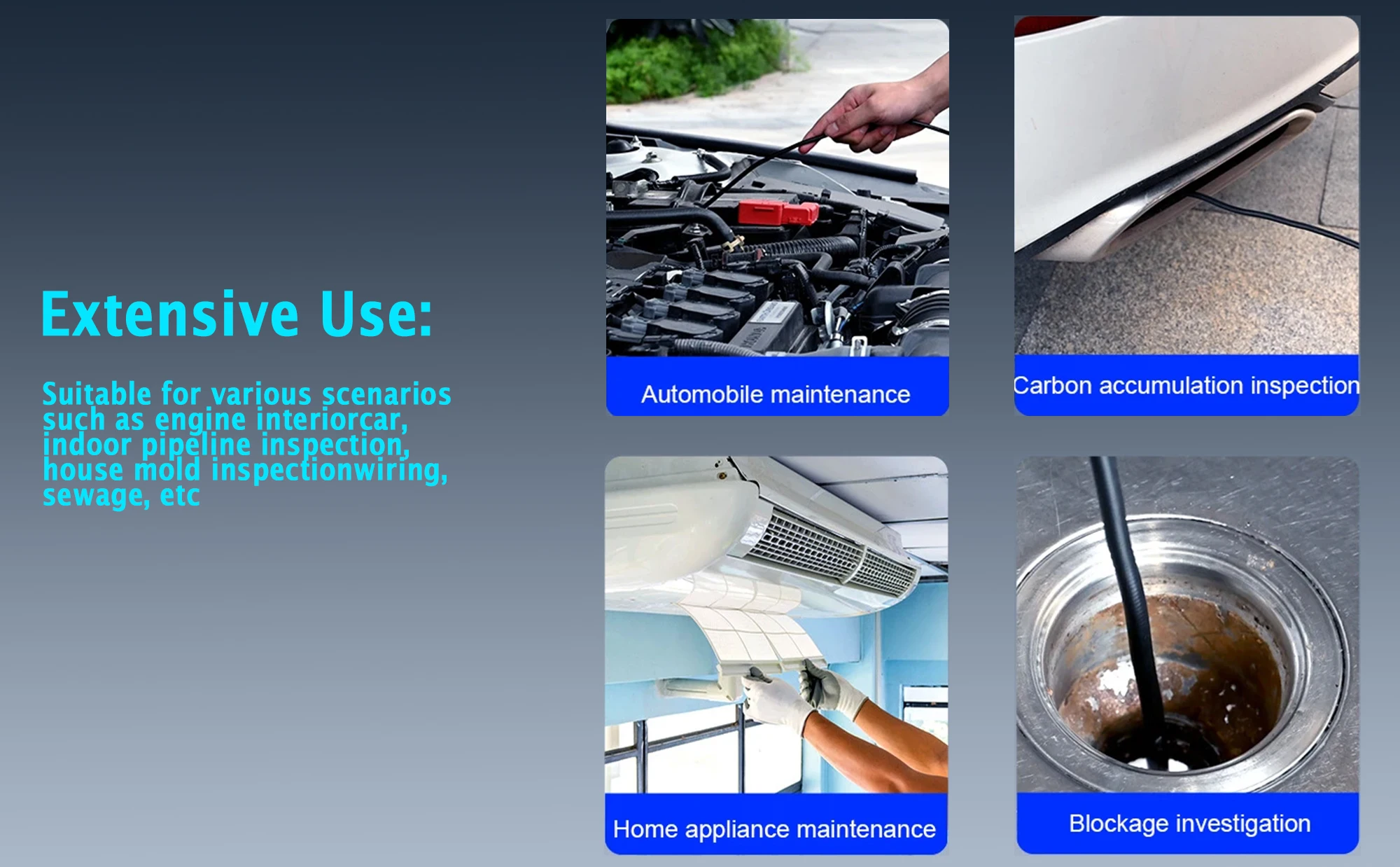 6mm720 Degrees All Way Steering Industrial Endoscope for Car Pipe Inspection Sewer Camera Borescope With 5 Inch HD Screen