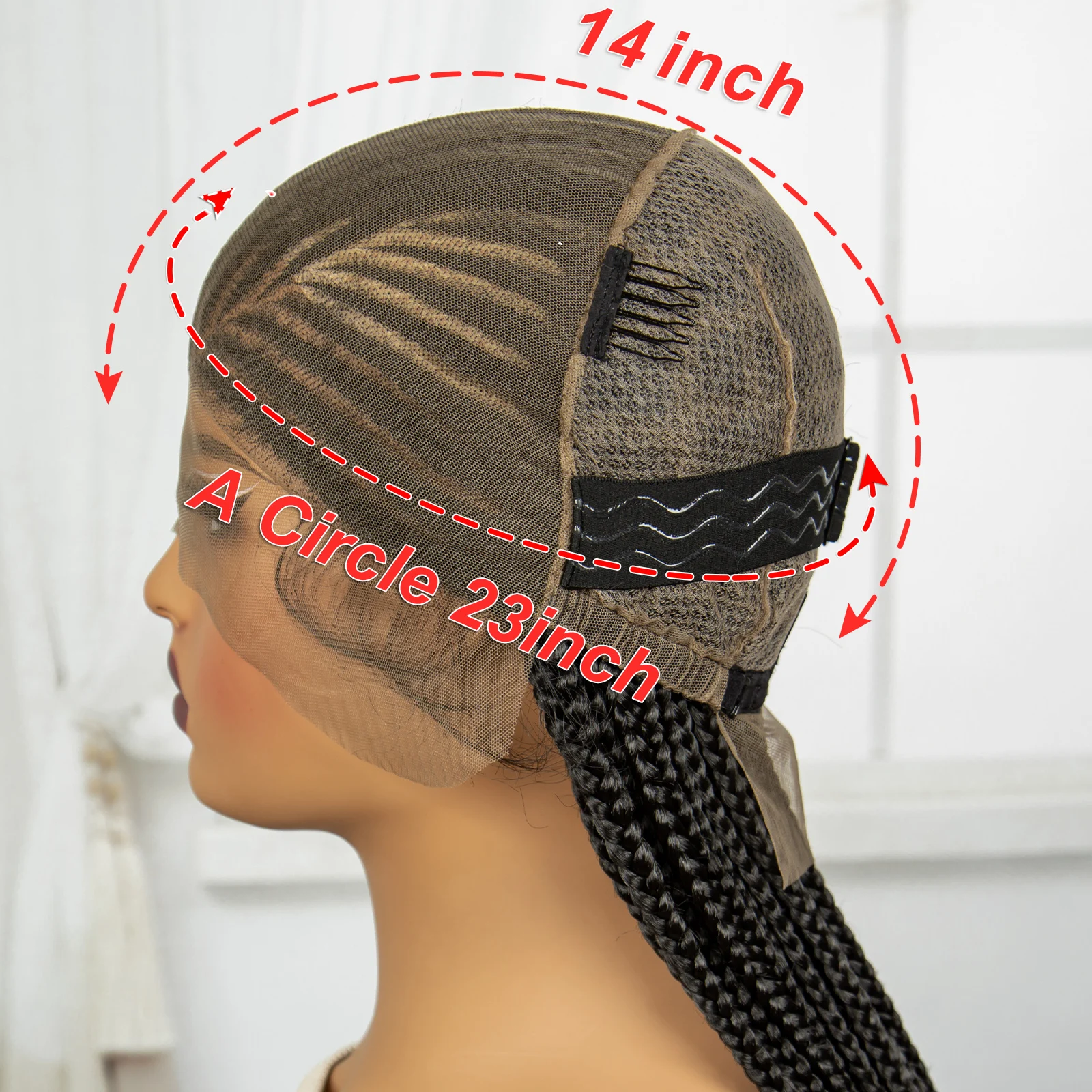 Pelucas trenzadas sintéticas para mujeres negras, pelo liso de 36 pulgadas con encaje completo, trenzas de aciano Natural, pelo de bebé