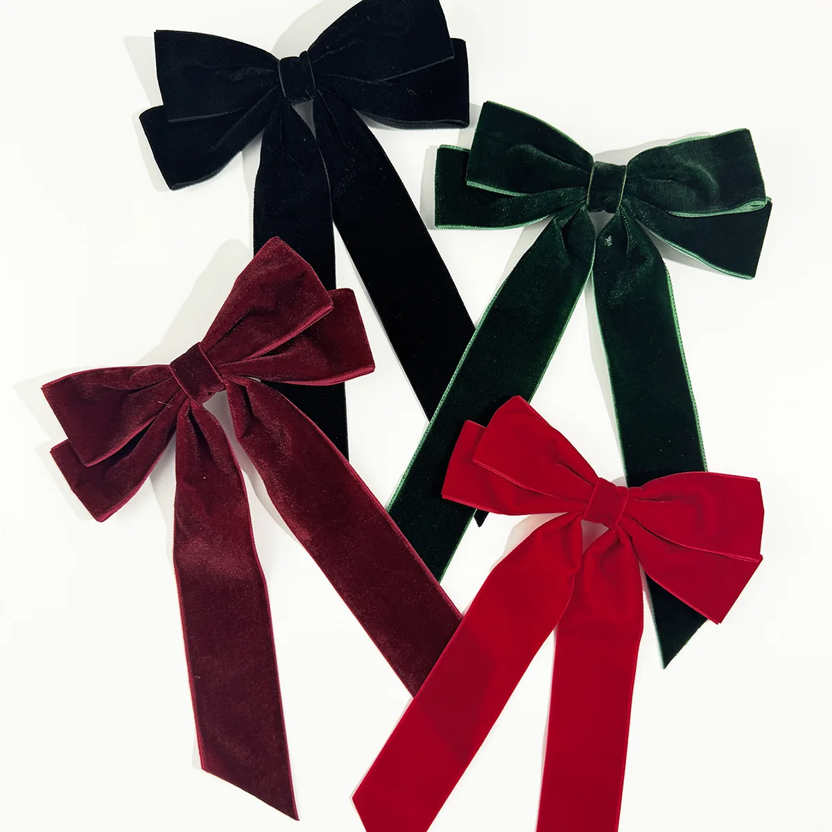 خمر المخملية القوس دبابيس الشعر المشابك للفتيات الزفاف الشريط الطويل الكورية مشبك شعر Hairgrip اكسسوارات عيد الميلاد حزب الشعر #2