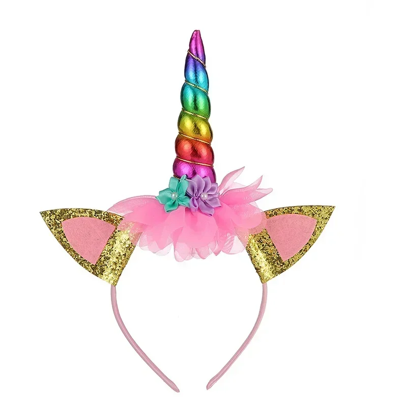 Gilrs and Boys Hairband Unicorn Headband Children Rainbow Wings For Kids Photography Props Birthday Party Hair Accessories