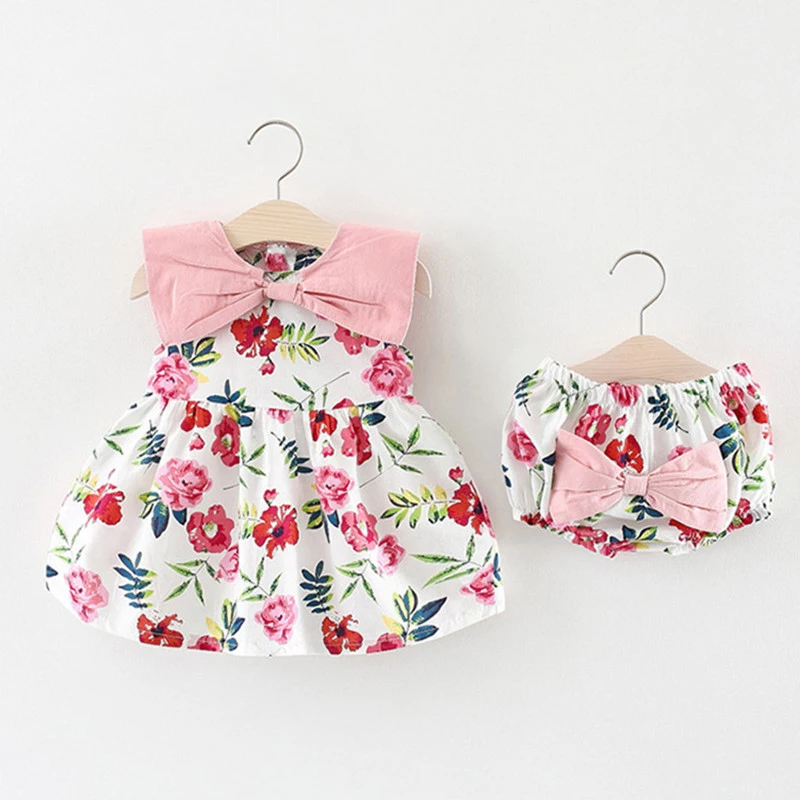 Lawadka 9-24M Summer Baby Girl Clothing Sets Two Piece Sets Short Pants +Floral Dress Cute Soft Bow Toddler Baby Clothes 2022