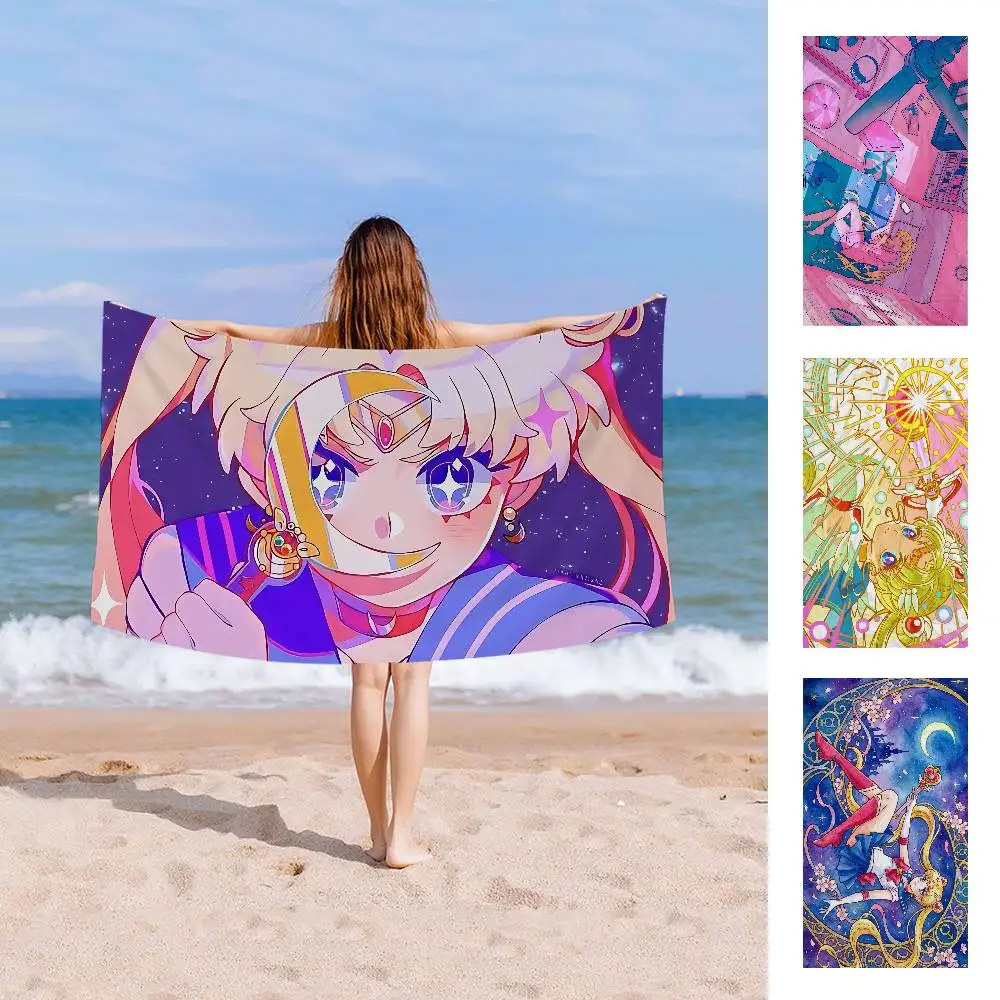Magical Girl Anime S-Sailor M-Moon Big Microfiber Beach Towels Quick Dry Towel Sand Beach Towels Pool Towel for Travel Swim Yoga