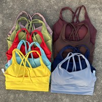 Solid Color Women Cross back Fitness sport Bra high strength Tight Top Comprehensive Training Gym Yoga Underwear With Chest Pad