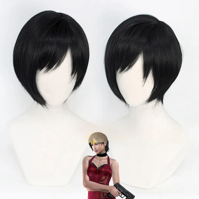 Anime Evil Ada Wong Cosplay Wig Halloween Synthetic Hair Heat Resident Wigs