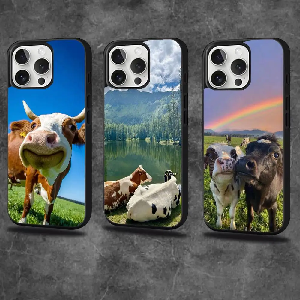 

Lovely Cute Cow Cows OX Phone Case For iPhone 17,16,15,14,13,12,11,Pro,Max,Plus,Mini,SE4,E Magnetic Magsafe Wireless Charging
