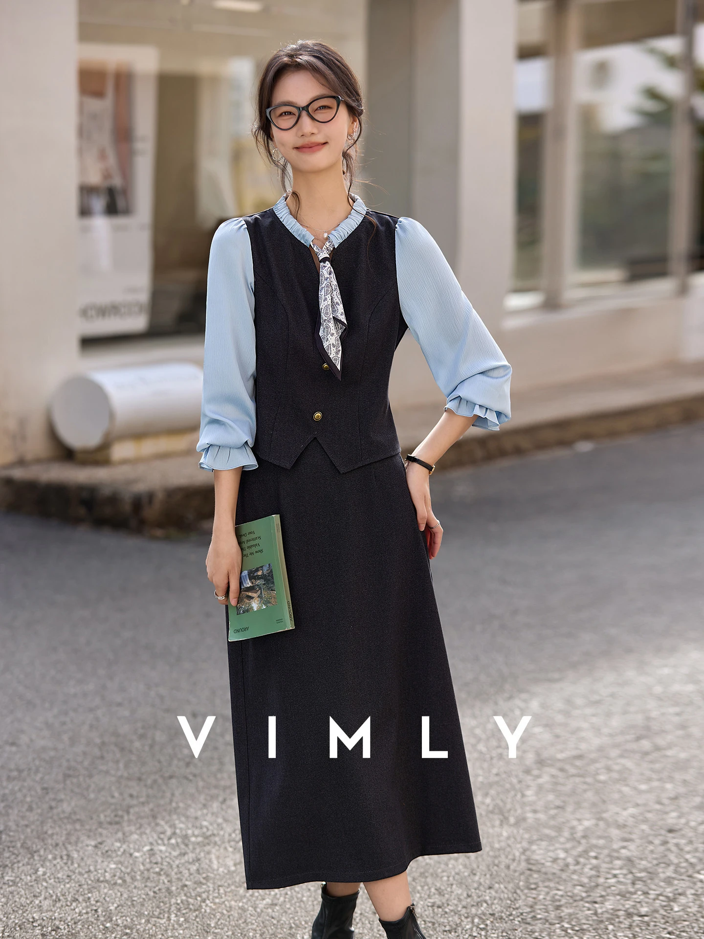 

Deep Grey Korean Style Women's Spring New round Neck Two-Piece Set Casual Fashion Skirt And Top Ensemble Adult Wear