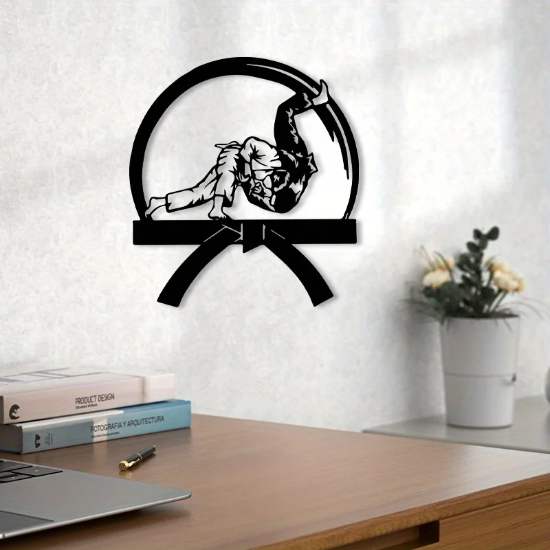 CIFBUY Metal Wall Art Iron Hanging Decor 2D Sculpture Jiu Jitsu Retro For Living Room Bedroom Home Indoor Outdoor